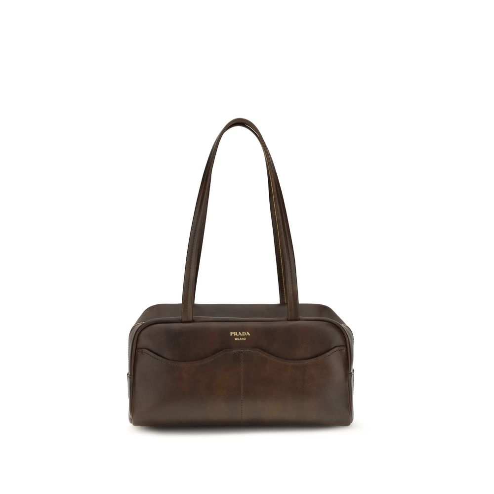 Bolso de hombro Prada de piel de becerro marrón Bos Taurus