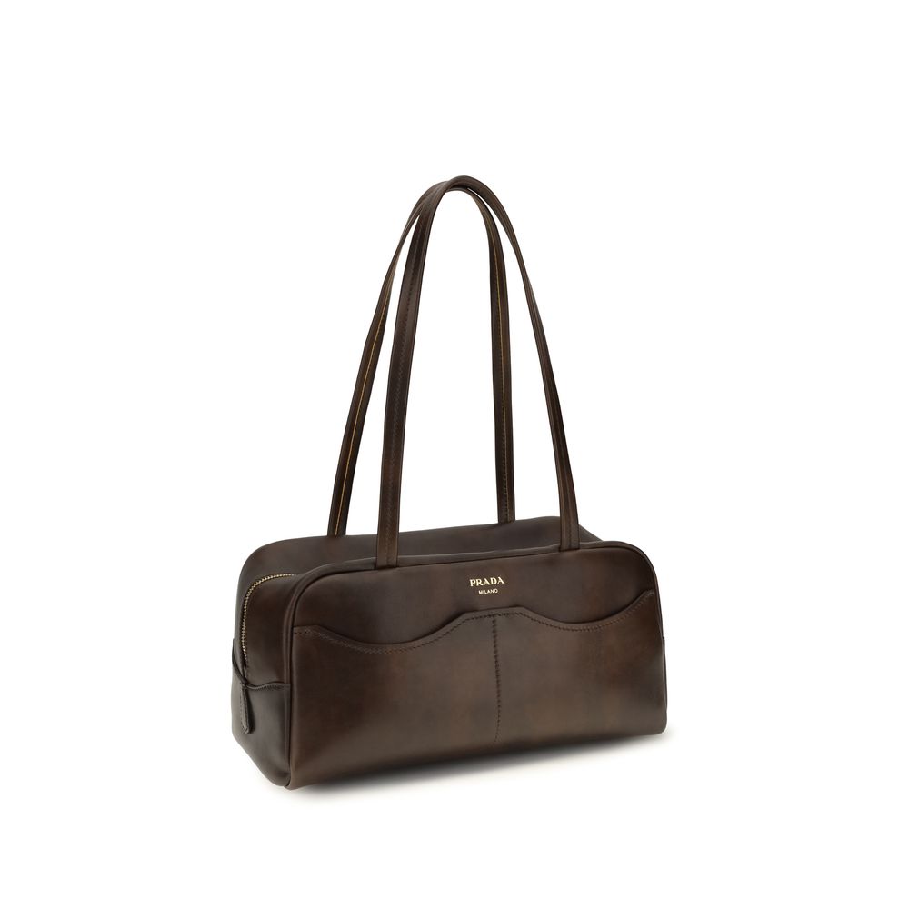 Bolso de hombro Prada de piel de becerro marrón Bos Taurus