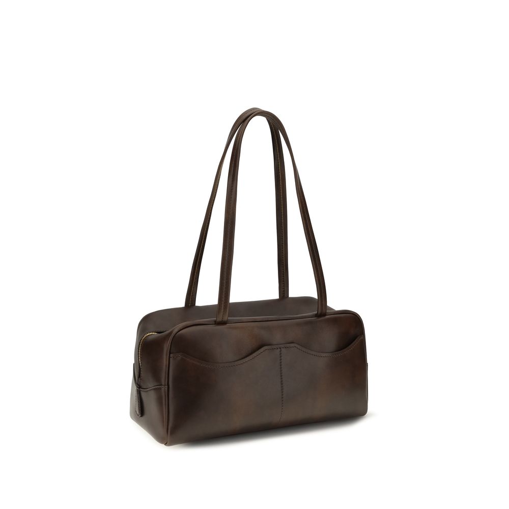 Bolso de hombro Prada de piel de becerro marrón Bos Taurus