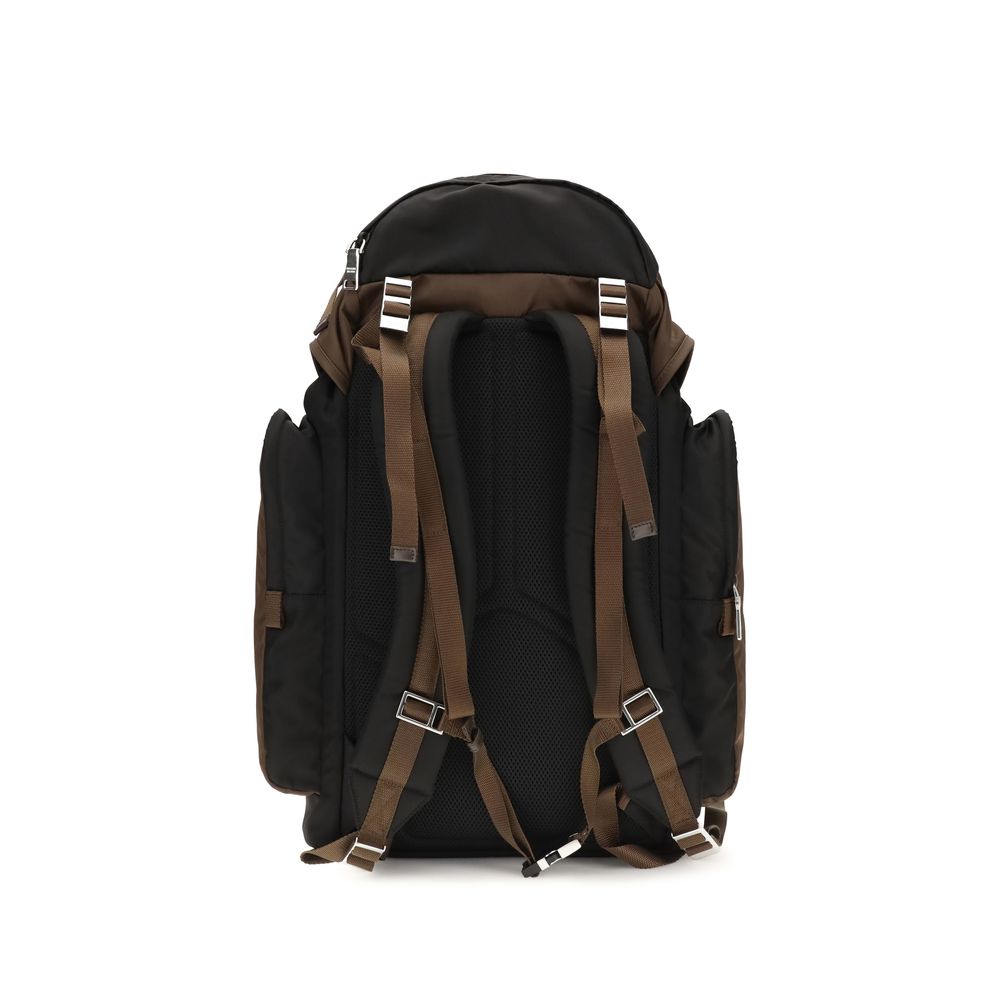 Mochila Prada de poliamida reciclada marrón