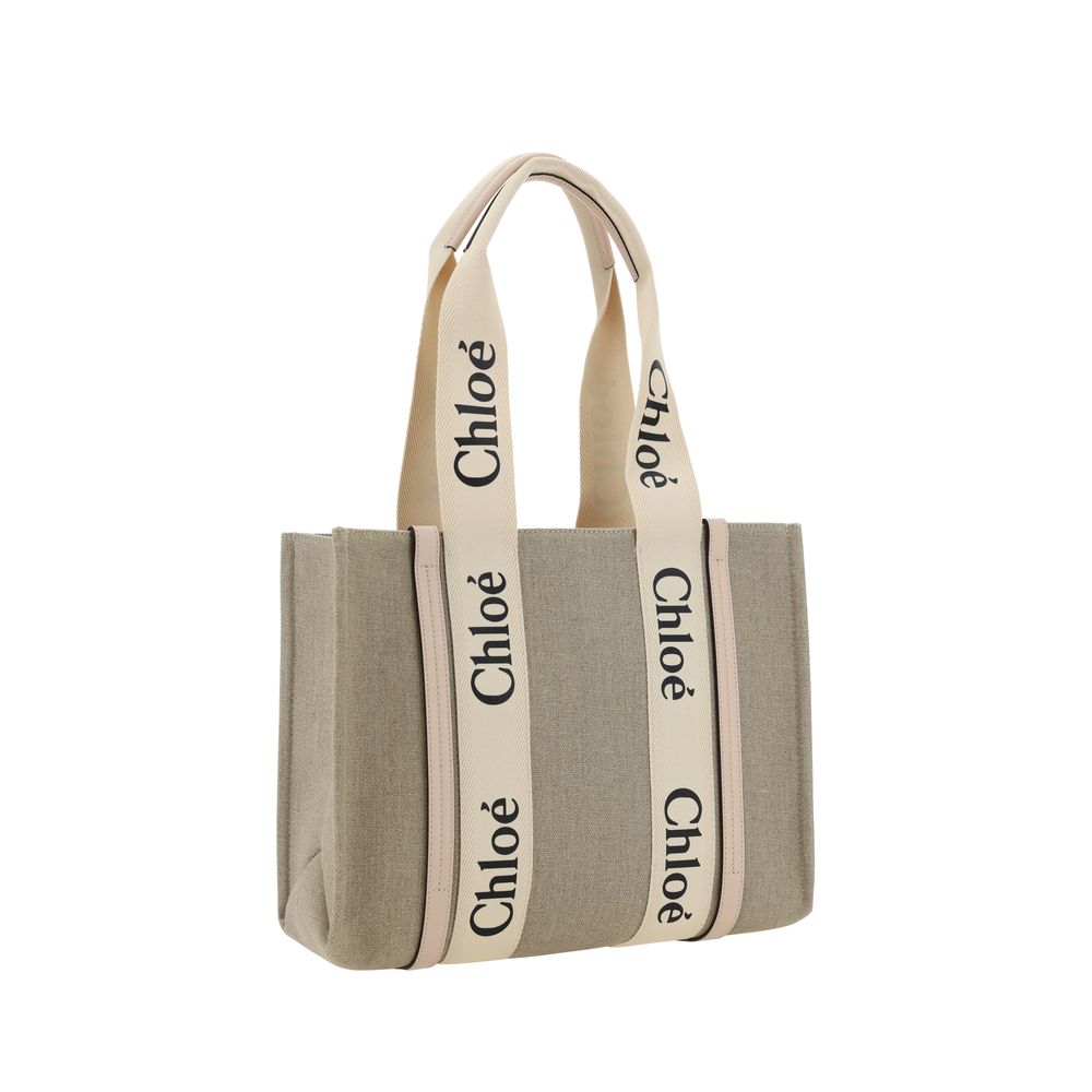 Chloé beige håndveske i lin