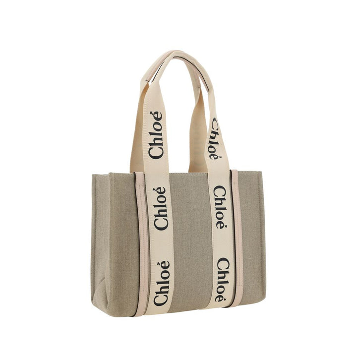 Chloé beige håndveske i lin