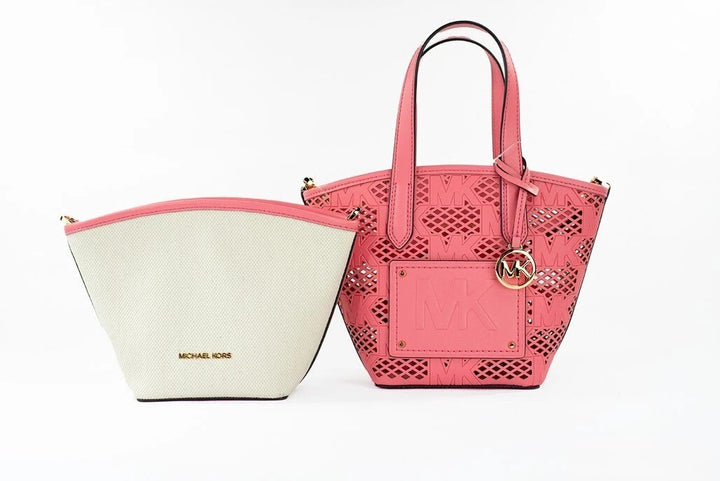 Michael Kors Kimber Small Tea Rose Leather 2-i-1 Glidelås Tote Messenger Veske