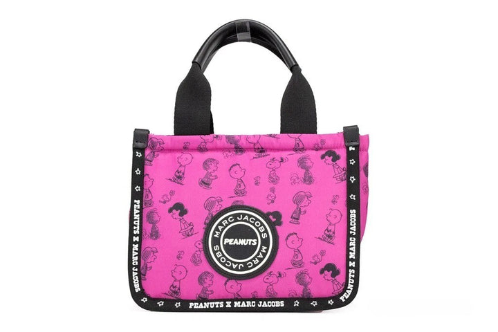 Marc Jacobs X Peanuts Mini Fuchsia Fedora Puffy Nylon Tote Konvertibel Håndveske