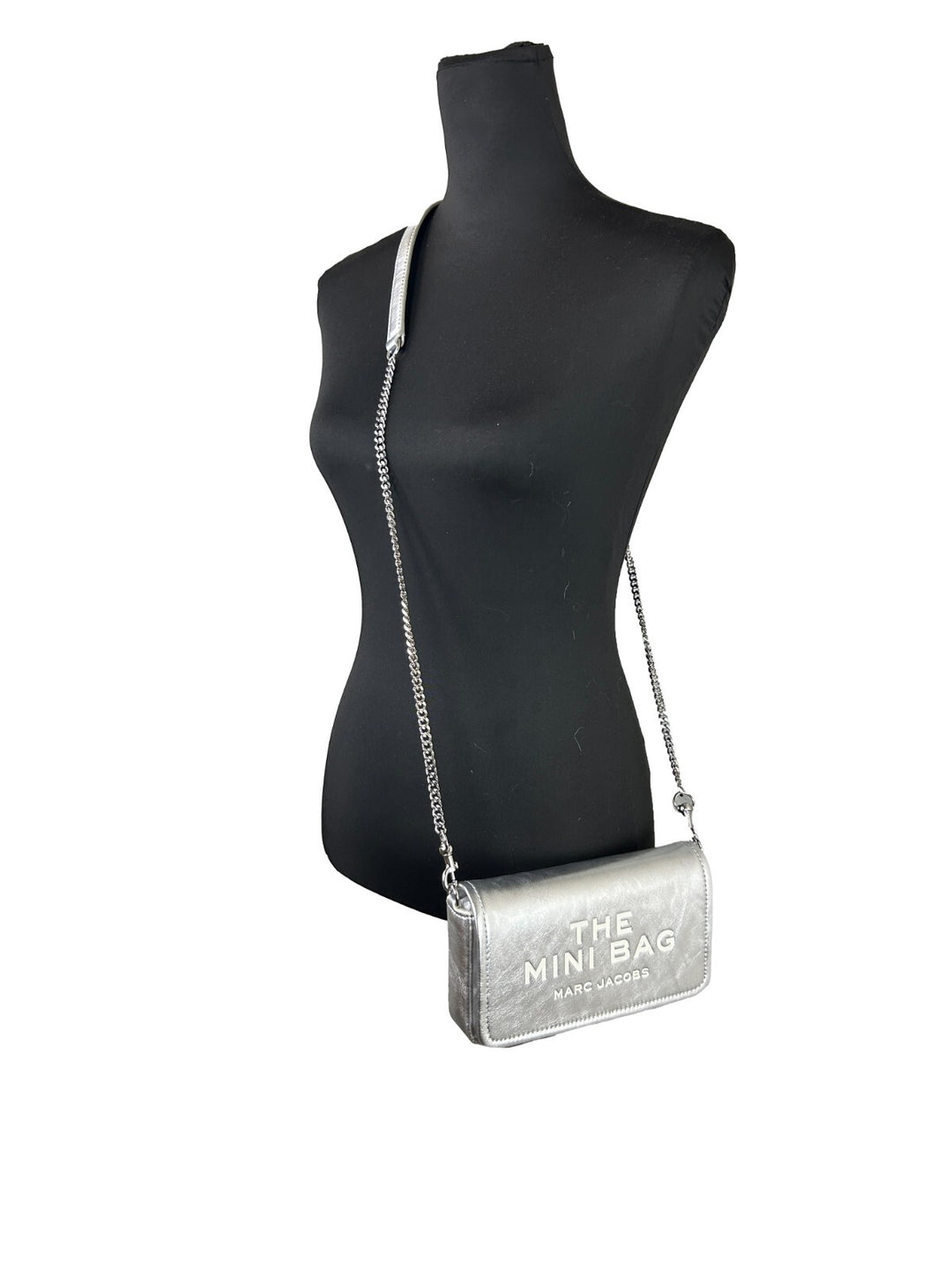 Marc Jacobs The Metallic Leather Chain Mini Bag – Silver