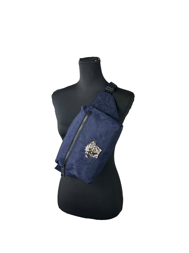 Versace Medusa Marineblå Nylon Belteveske Midjeveske Mageveske Veske