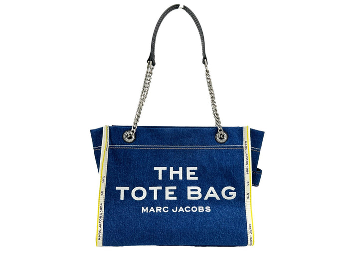 Marc Jacobs The Tote Bag i denim med kjetting, mellomstor