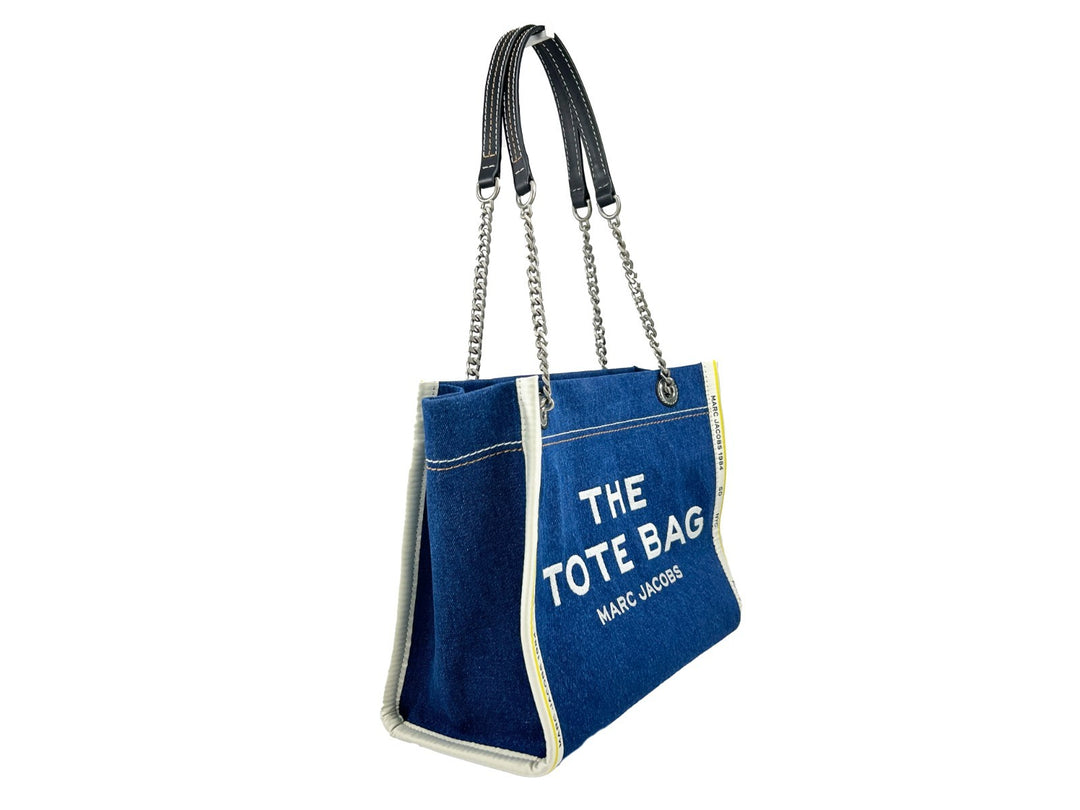 Marc Jacobs The Tote Bag i denim med kjetting, mellomstor