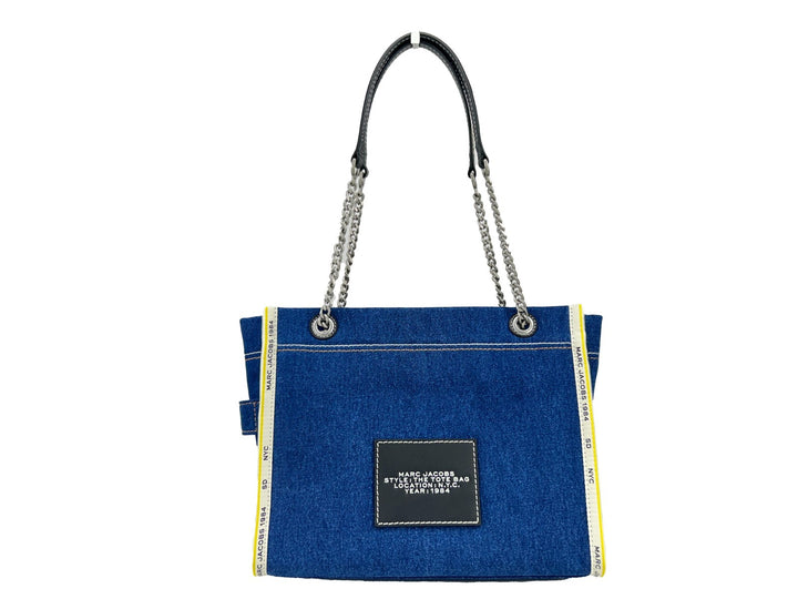 Marc Jacobs The Tote Bag i denim med kjetting, mellomstor