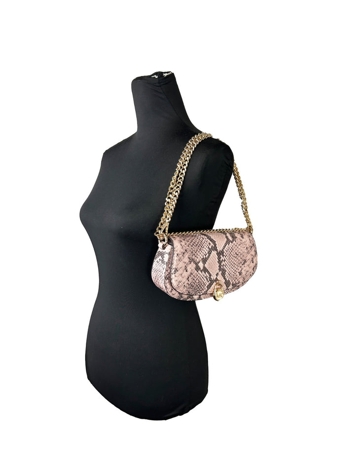 Michael Kors Mila liten skulder-/crossoverveske i slangeskinnsmønster