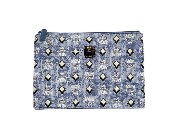 MCM Aren Flat Pouch Skulderveske i Denim
