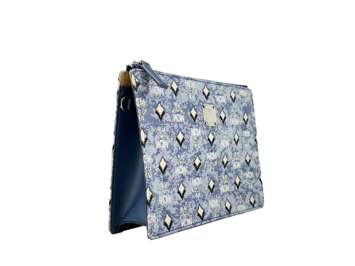MCM Aren Flat Pouch Skulderveske i Denim