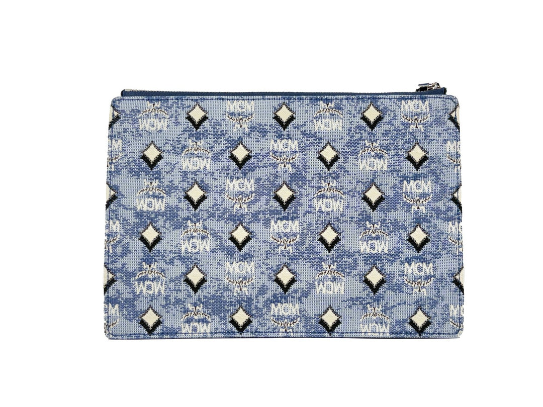 MCM Aren Flat Pouch Skulderveske i Denim