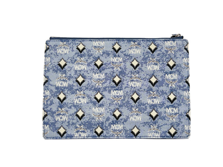 MCM Aren Flat Pouch Skulderveske i Denim