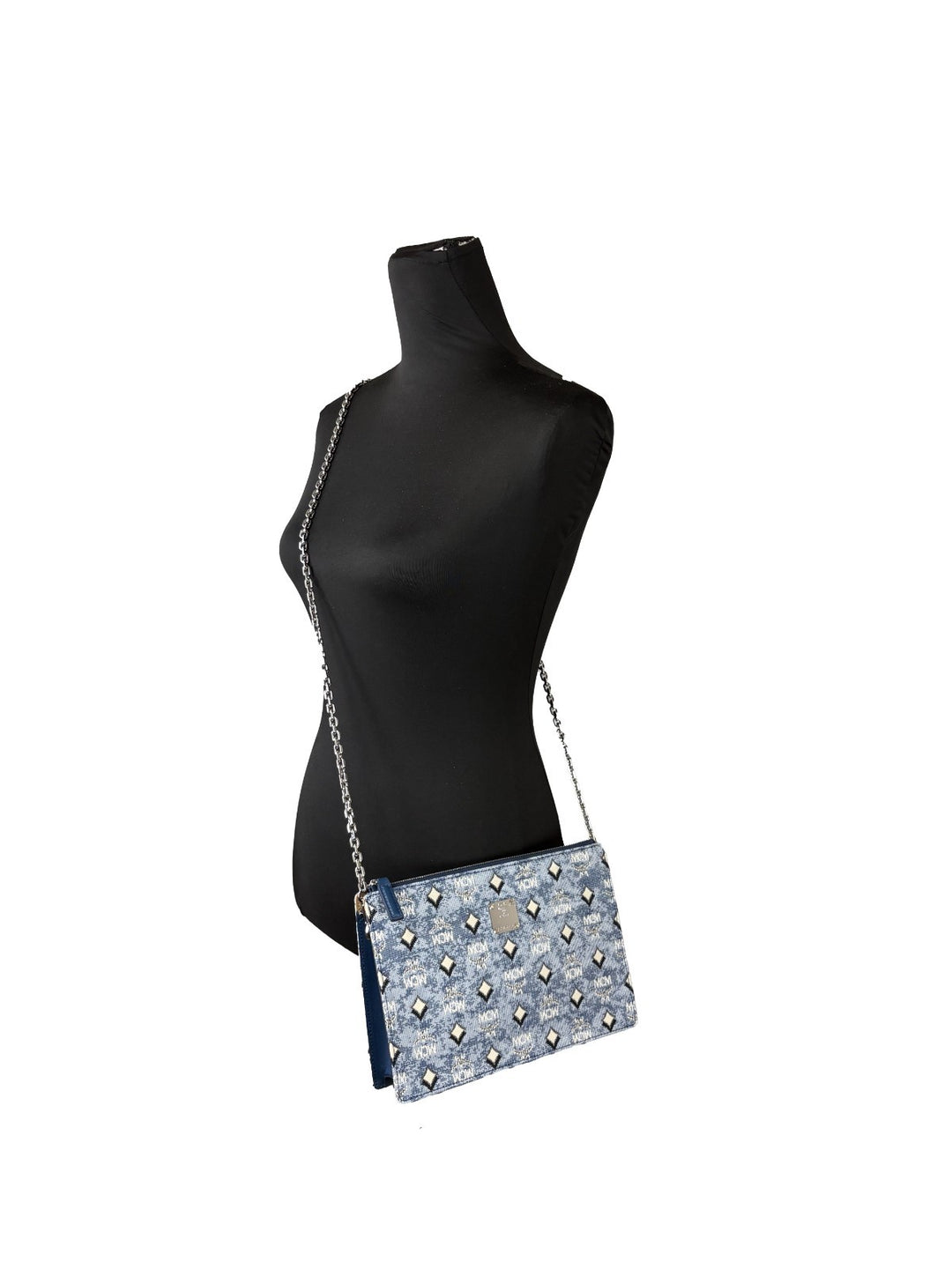 MCM Aren Flat Pouch Skulderveske i Denim