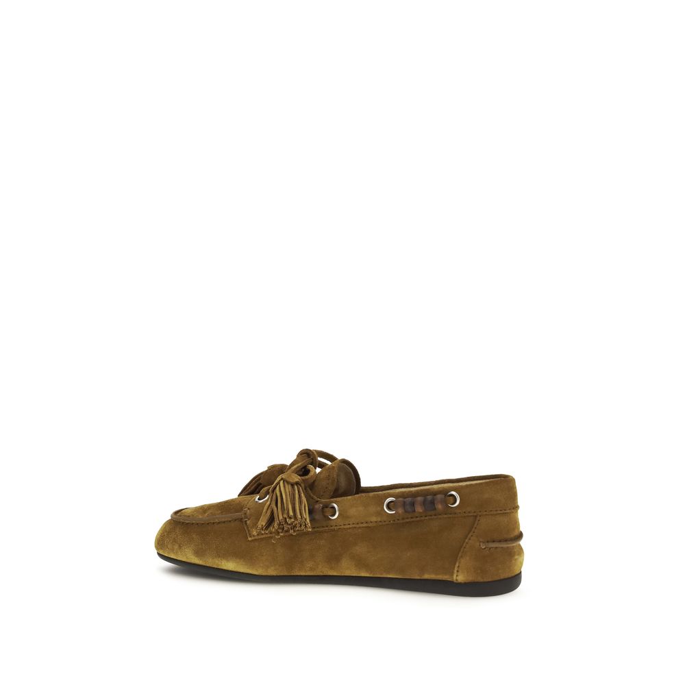 Miu Miu beige kalveskinn Bos Taurus slip-on loafers