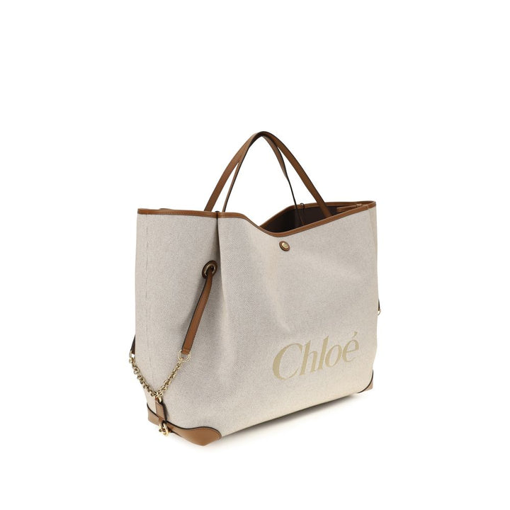 Chloé beige skulderveske i bomull