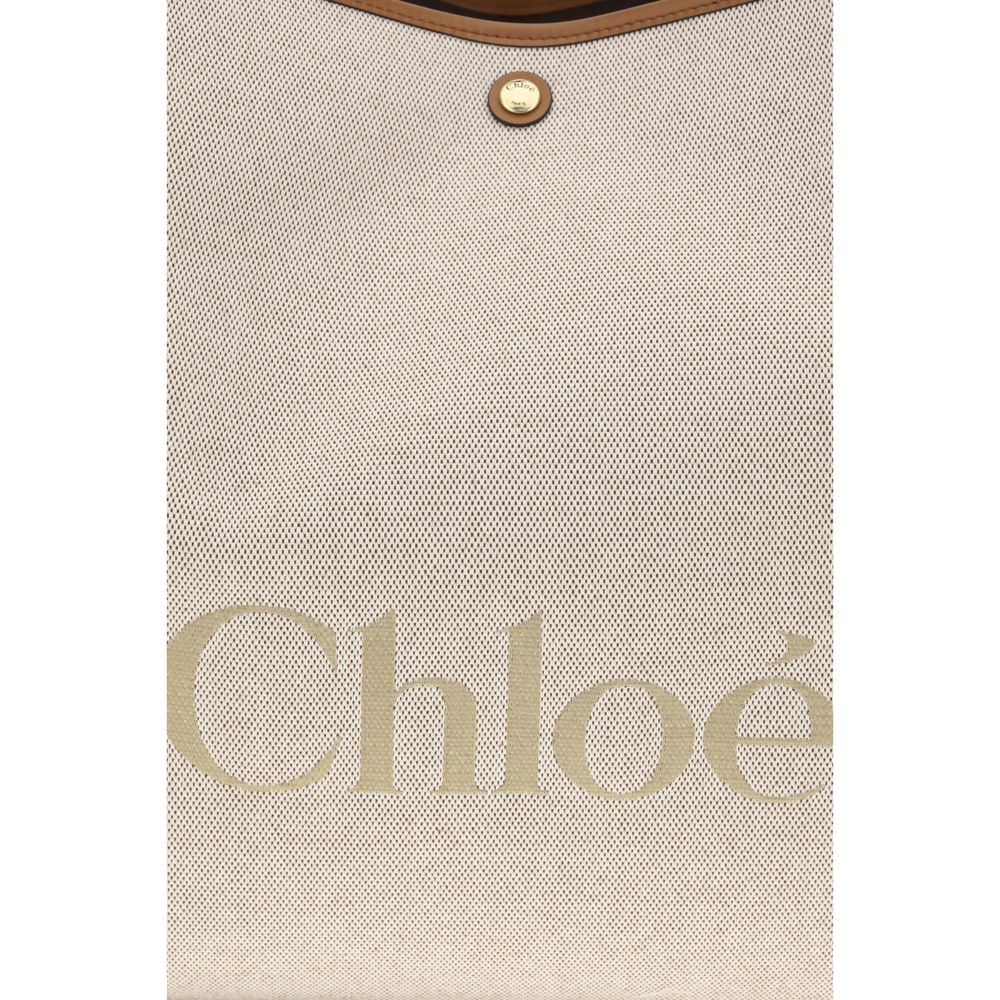 Chloé beige skulderveske i bomull