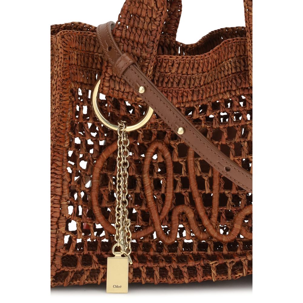 Chloé Brown skulderveske i raffia