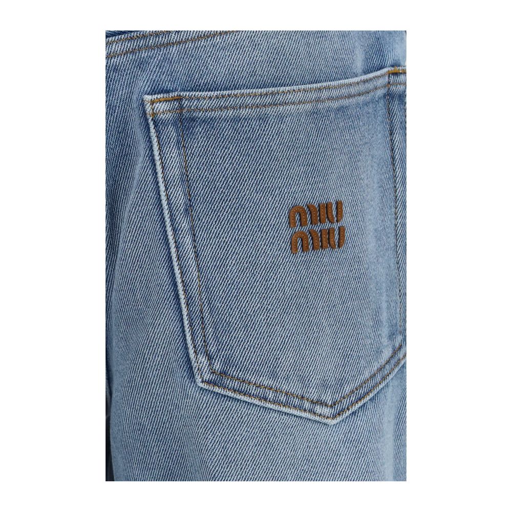 Miu Miu Blue Cotton Relaxed Fit-jeans
