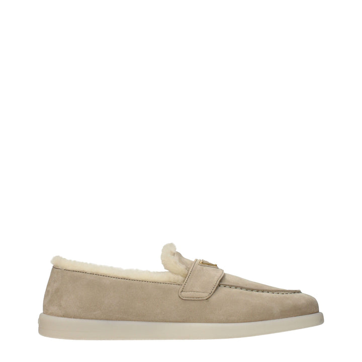 Prada Beige Loafers i Skinn