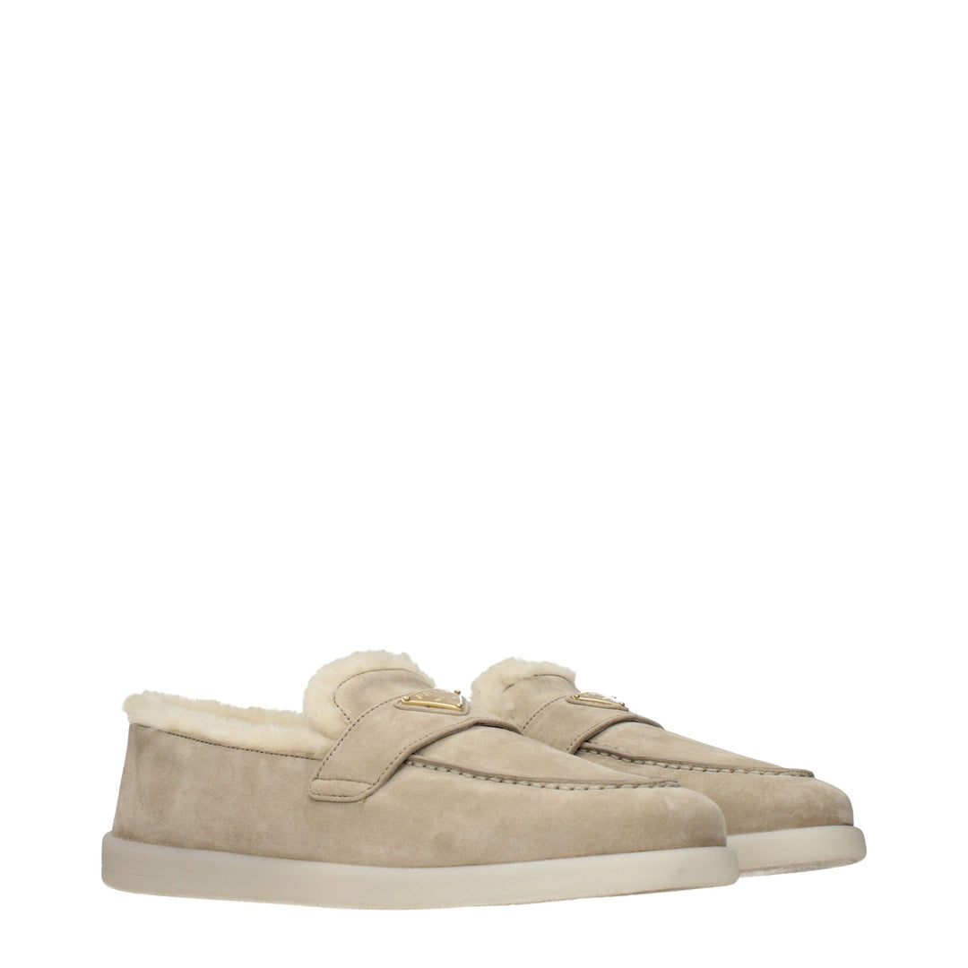 Prada Beige Loafers i Skinn