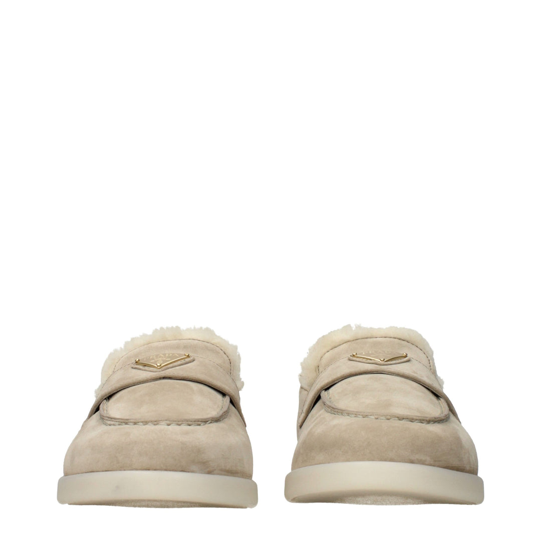 Prada Beige Loafers i Skinn