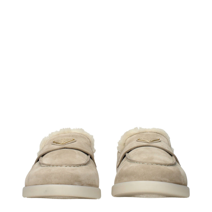 Prada Beige Loafers i Skinn