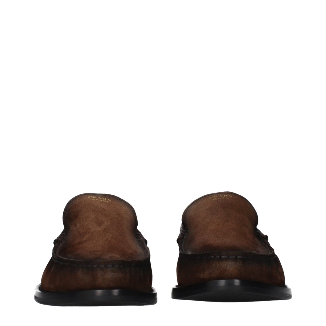 Prada brune loafers i skinn uten lukking
