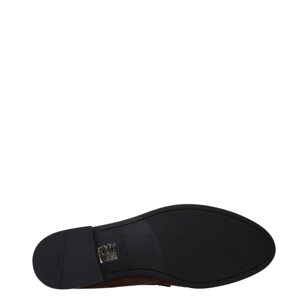 Prada brune loafers i skinn uten lukking