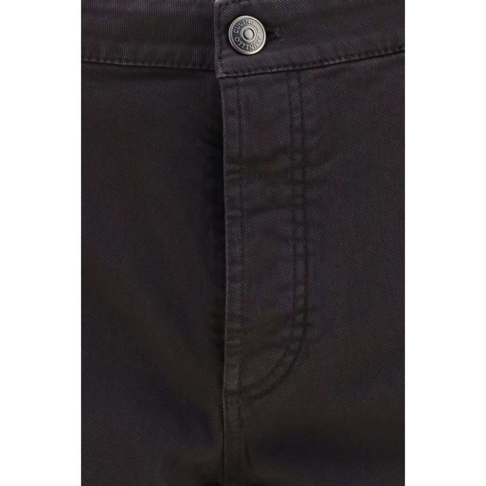 Brown Cotton Straight-Leg Jeans