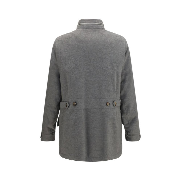 Gray Cashmere Full-Length Jacket