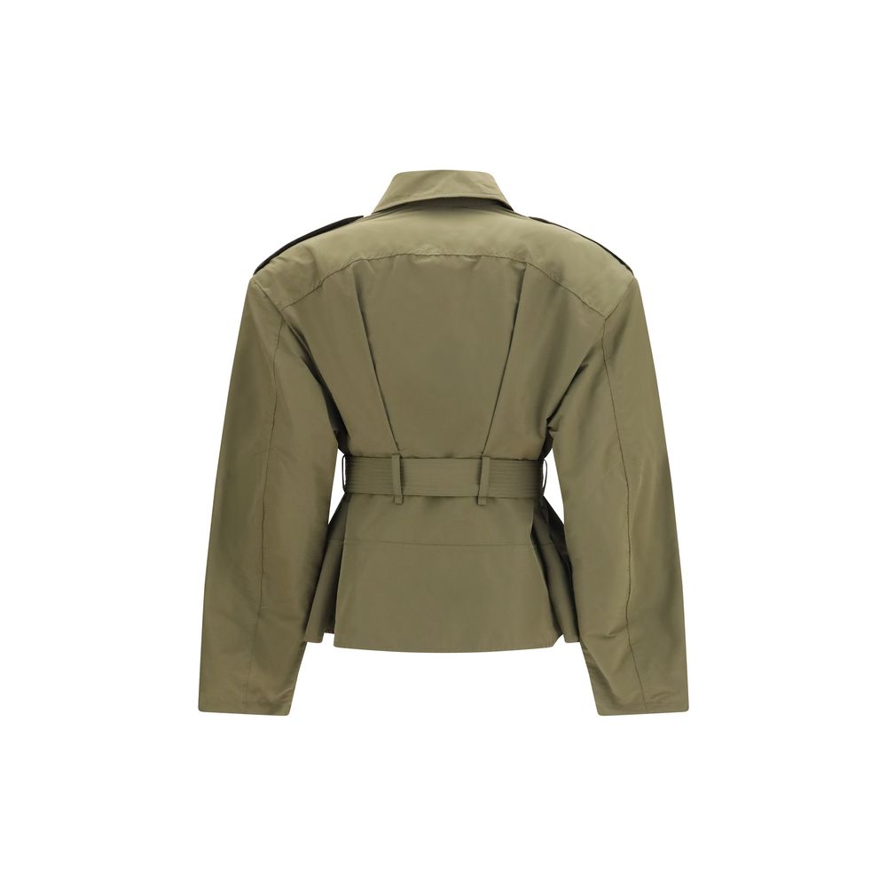 Alexander McQueen Tofarget Bomullsjakke i Full Lengde