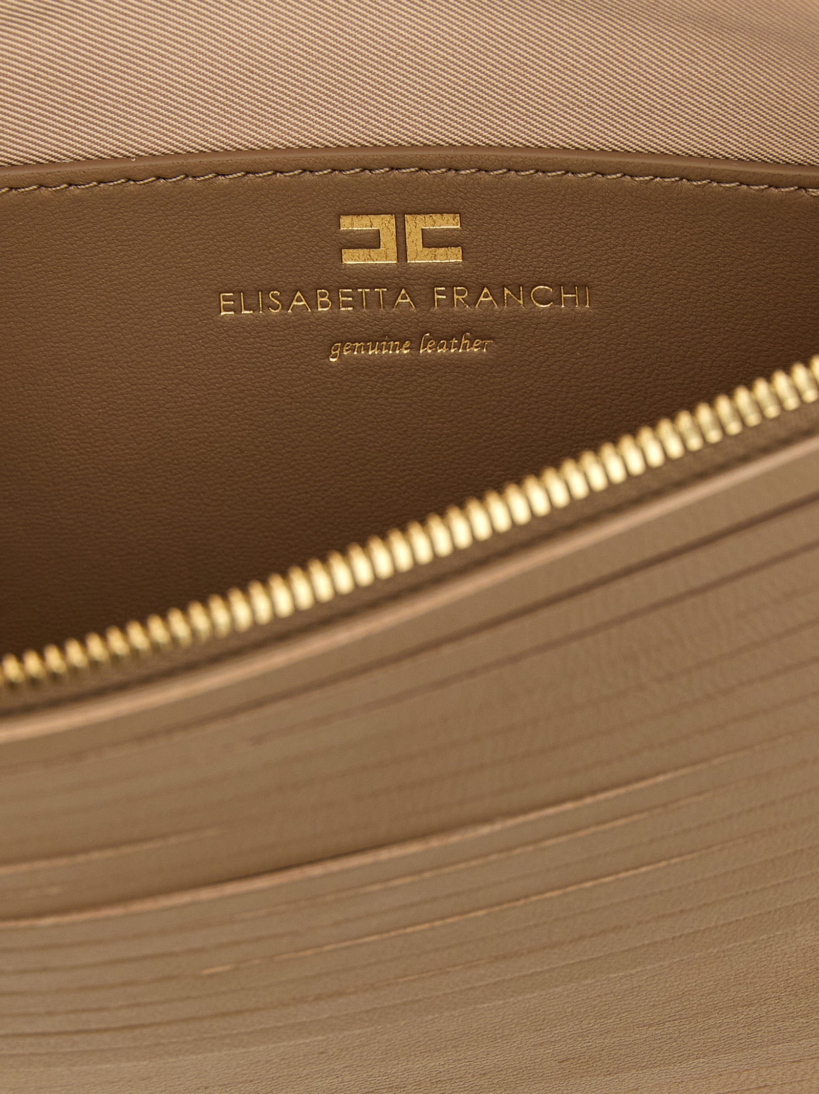 Beige Leather Clutch Bag