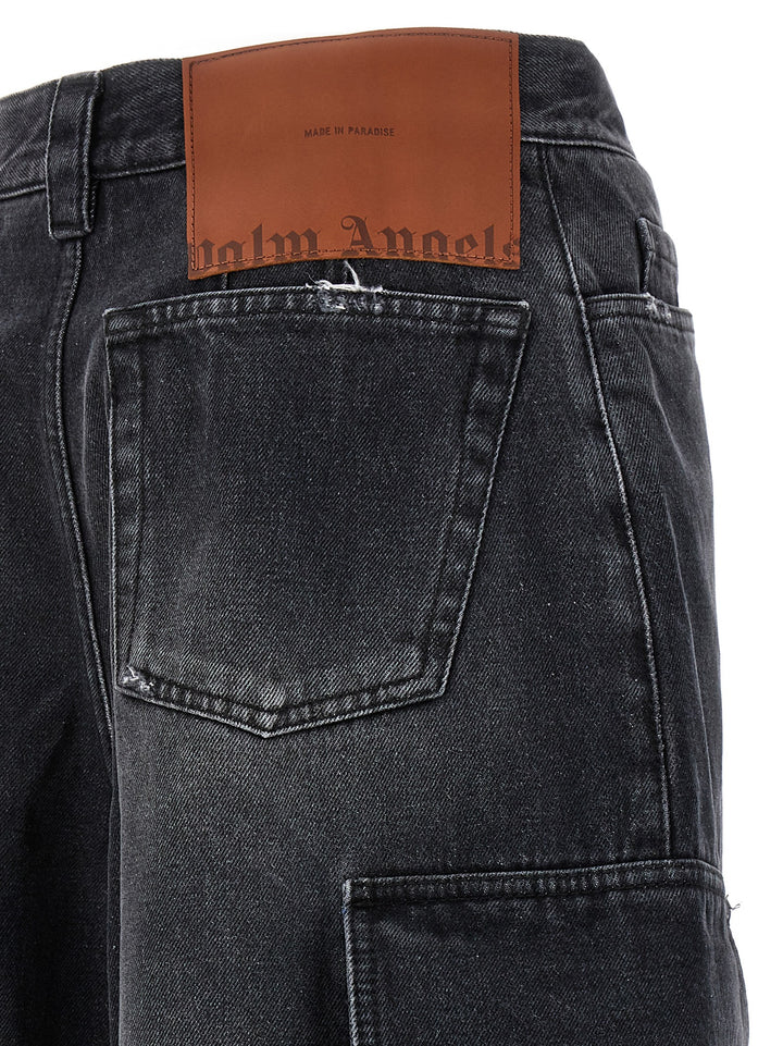 Palm Angels Grå Cargo Shorts i Bomull