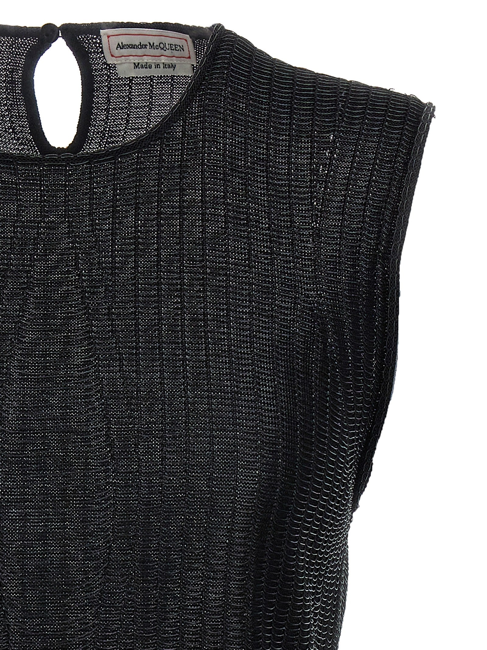 Black Viscose Sleeveles T-Shirt
