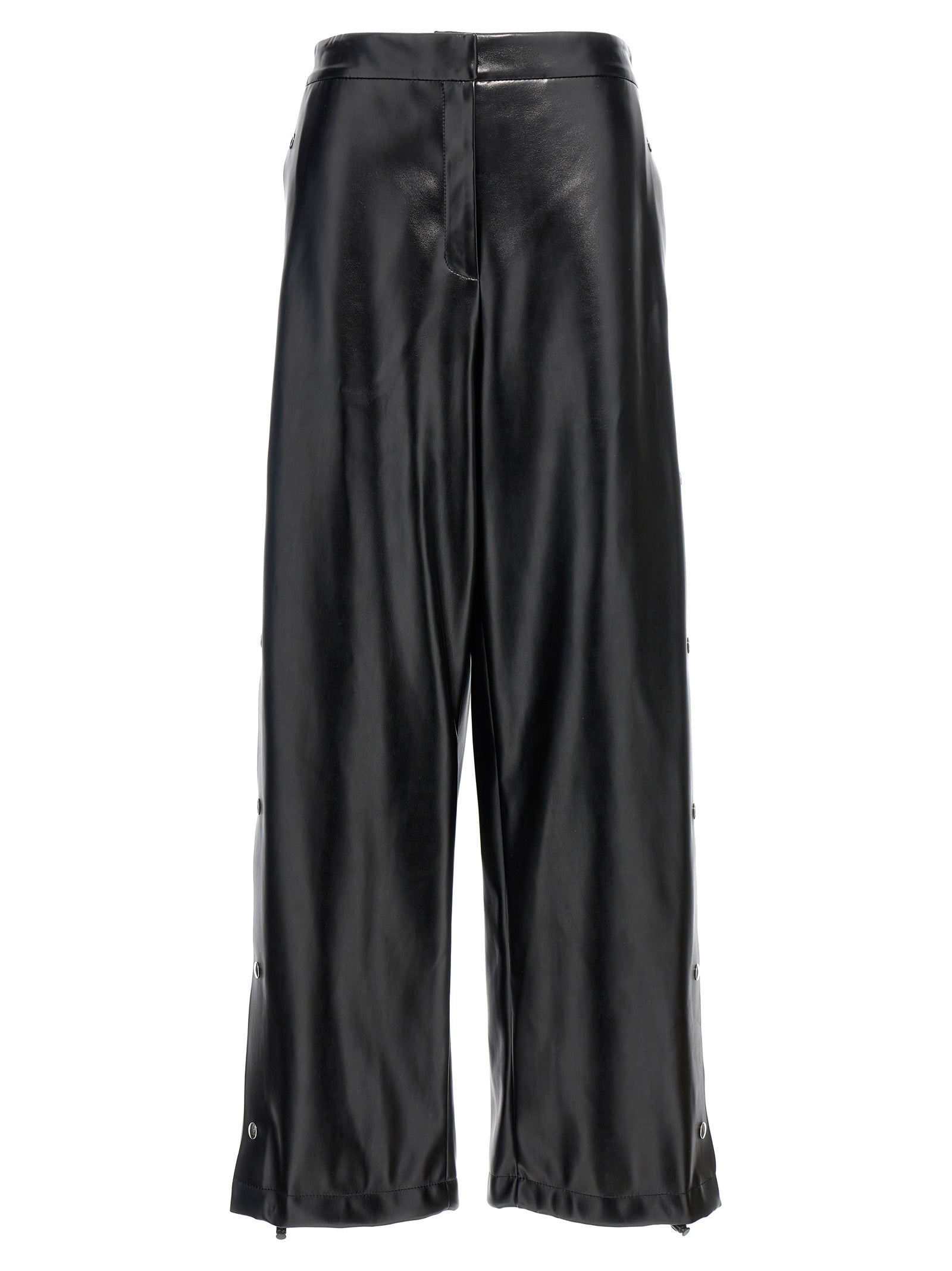 Black Polyester Casual Pants