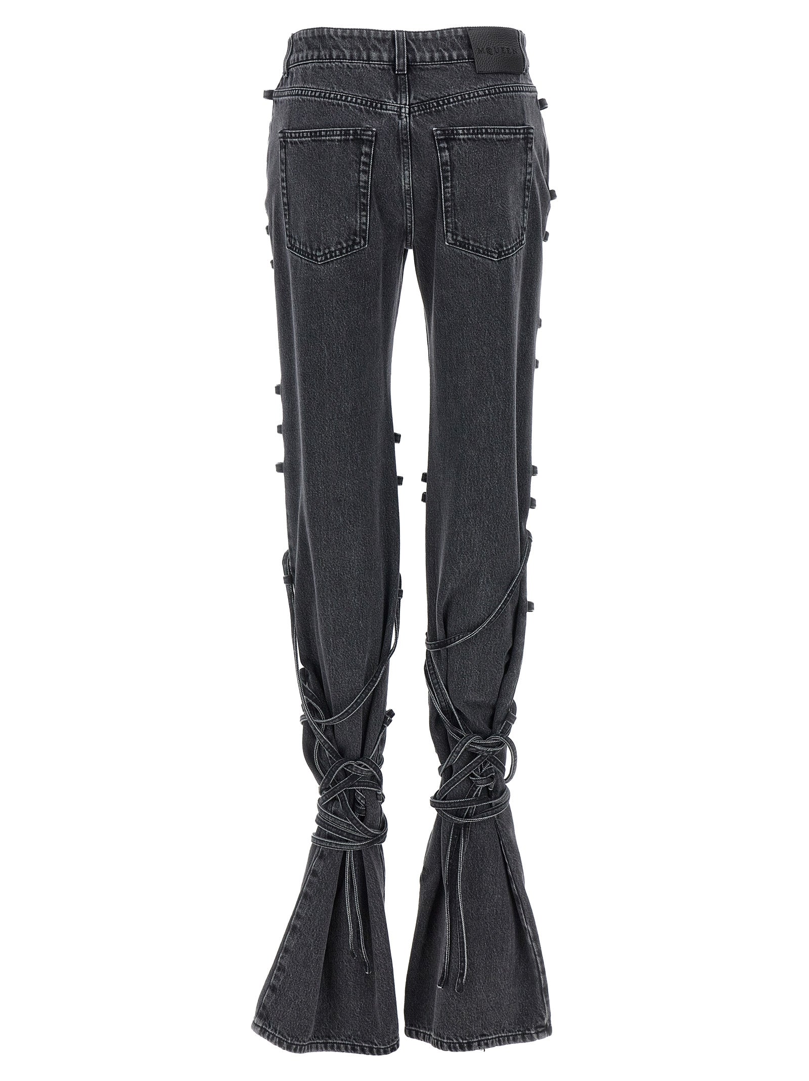 Black Cotton Flared Jeans