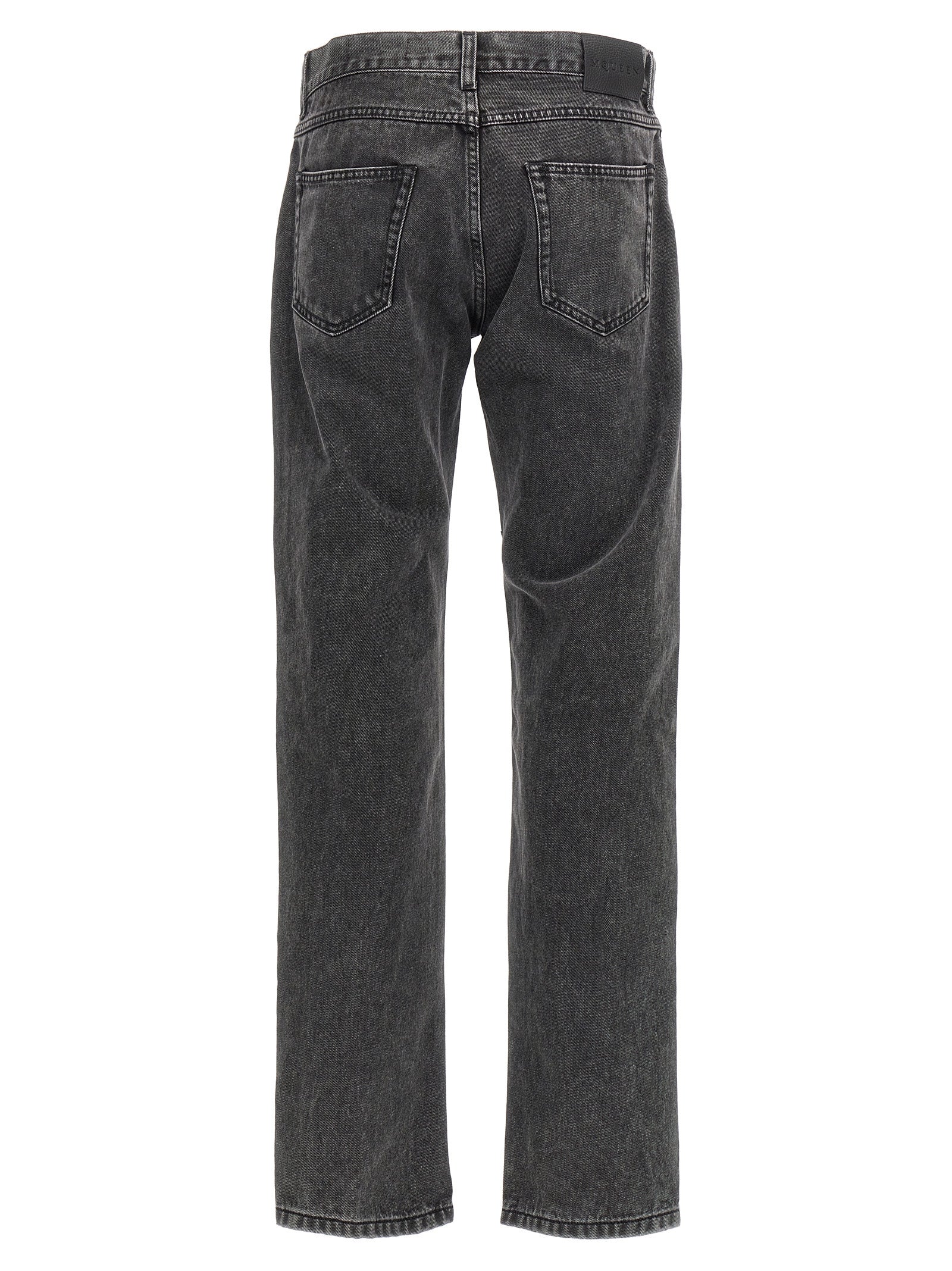 Alexander McQueen Svarte Bomullsjeans med Rett Ben