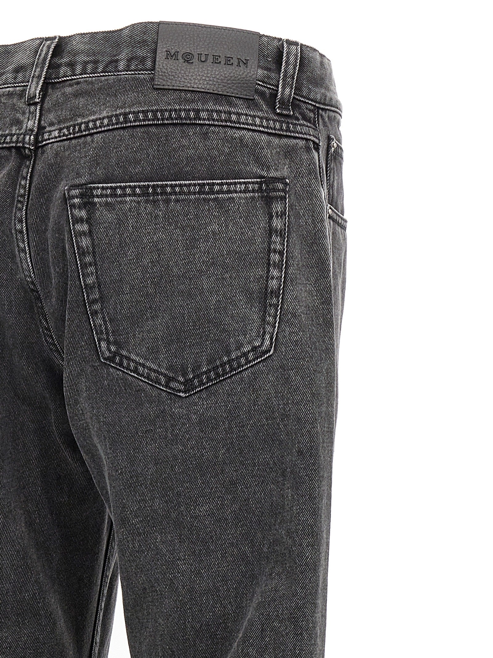 Alexander McQueen Svarte Bomullsjeans med Rett Ben