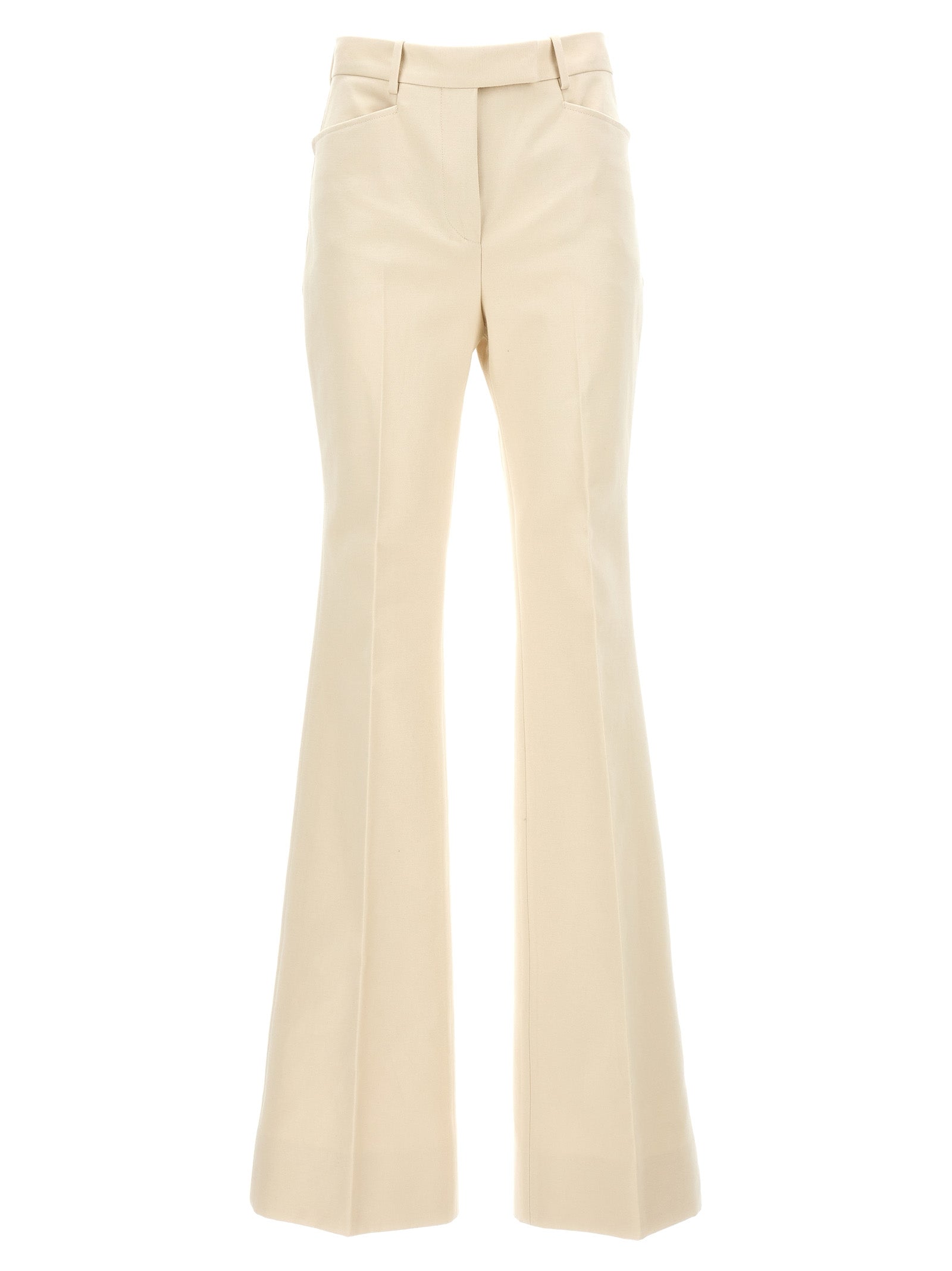White Cotton Flared Pants