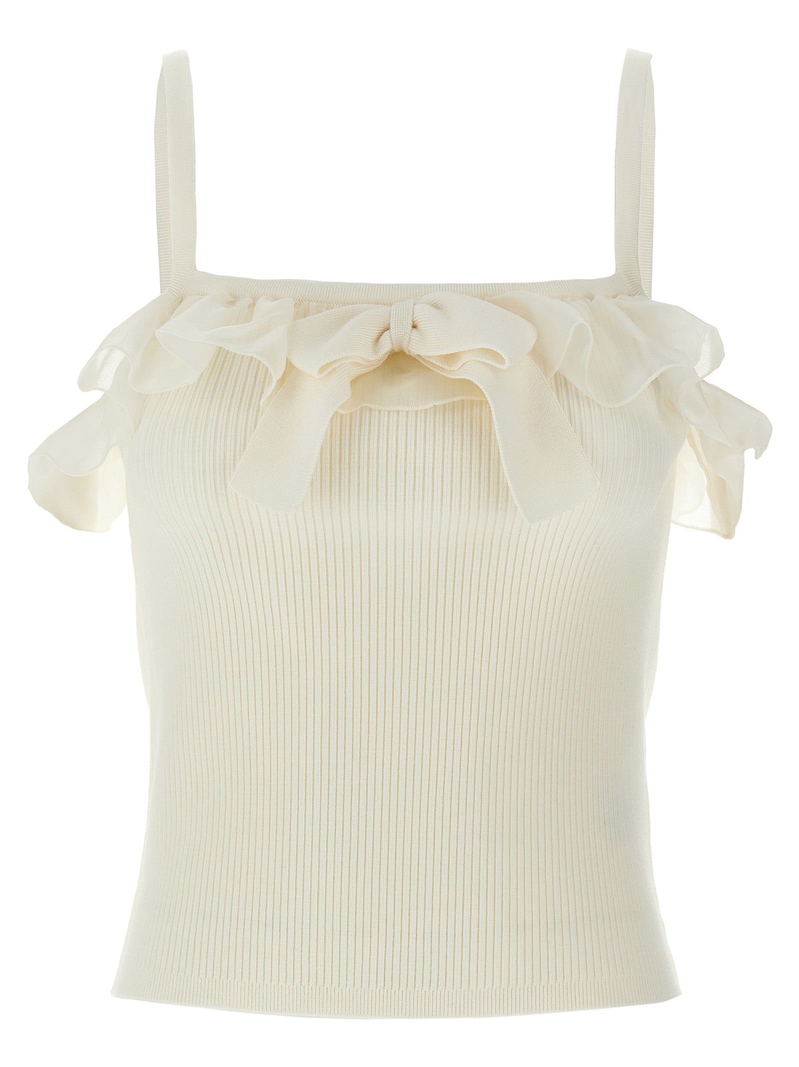 White Wool Sleeveles T-Shirt