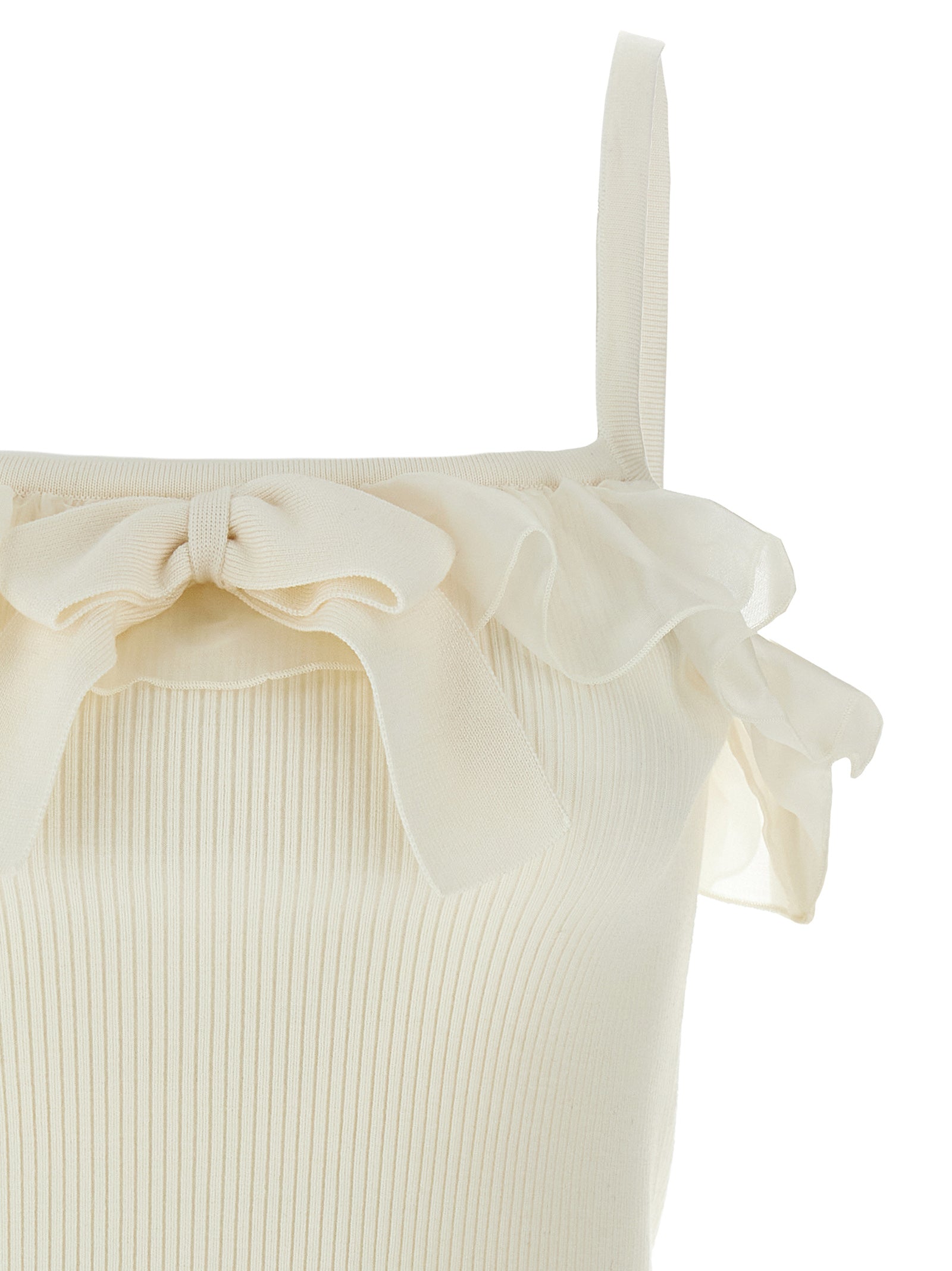 White Wool Sleeveles T-Shirt