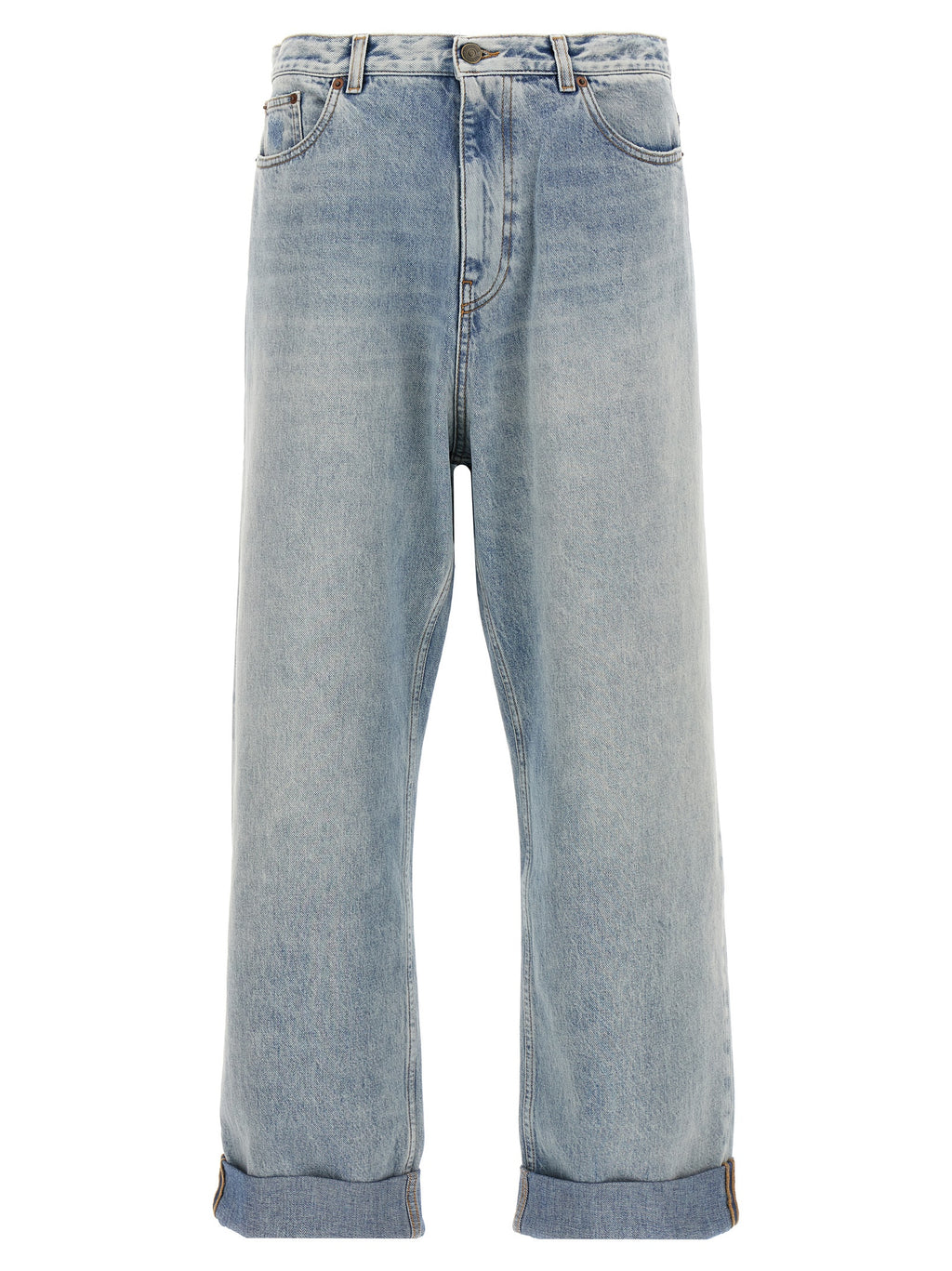 Valentino Garavani Blue Cotton Straight-Leg Jeans