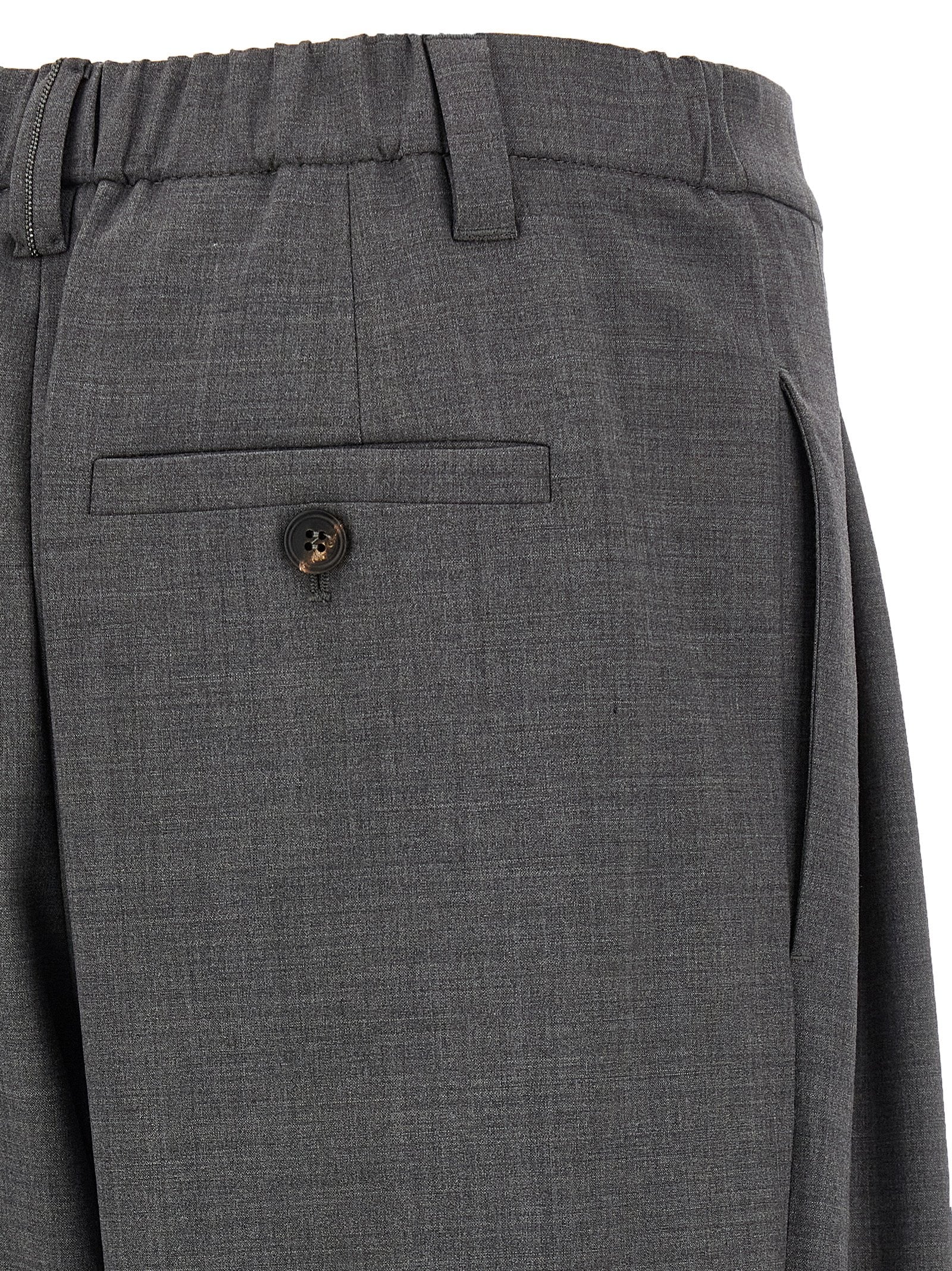 Gray Virgin Wool Casual Pants