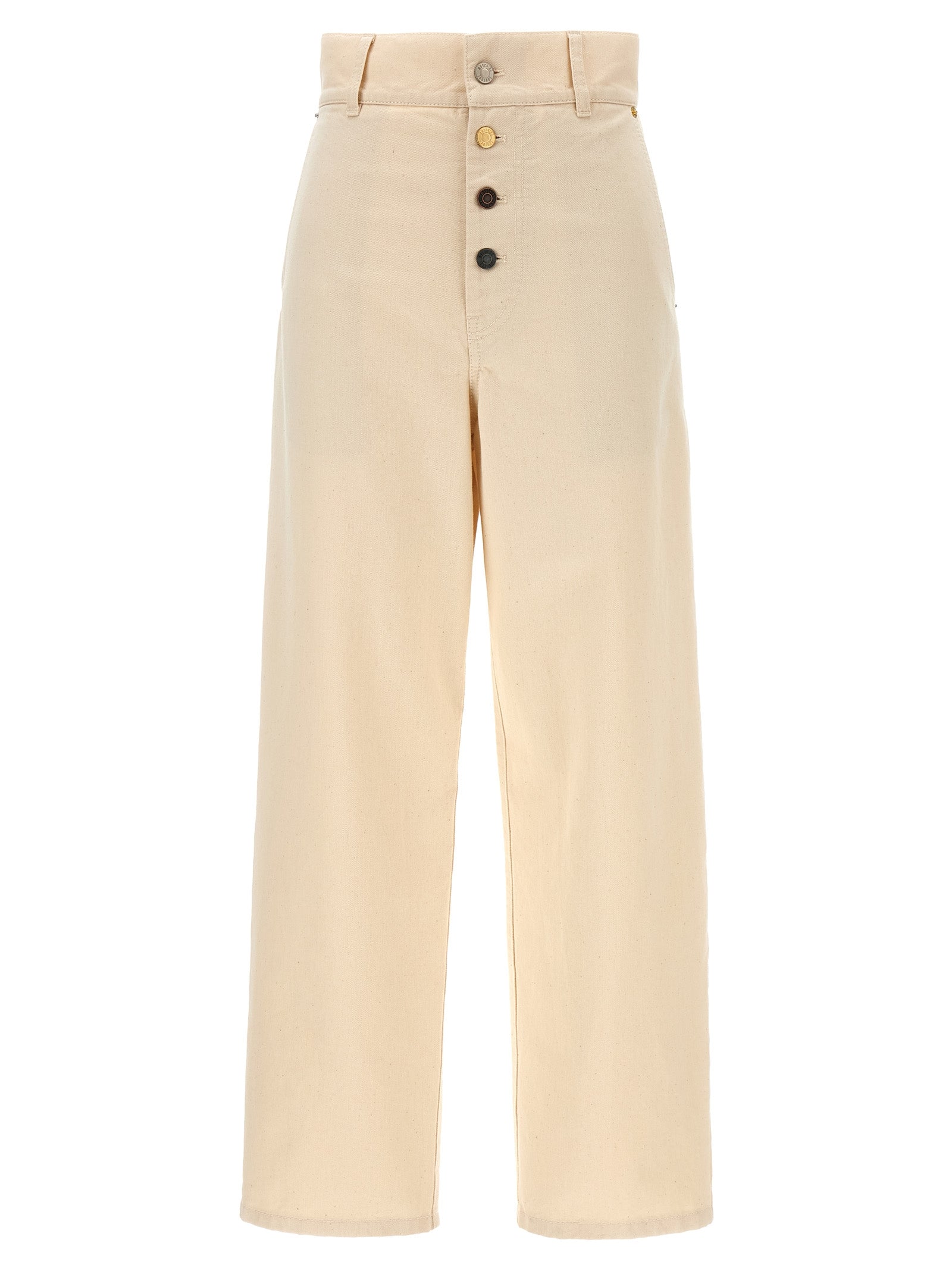 Beige Cotton Casual Pants
