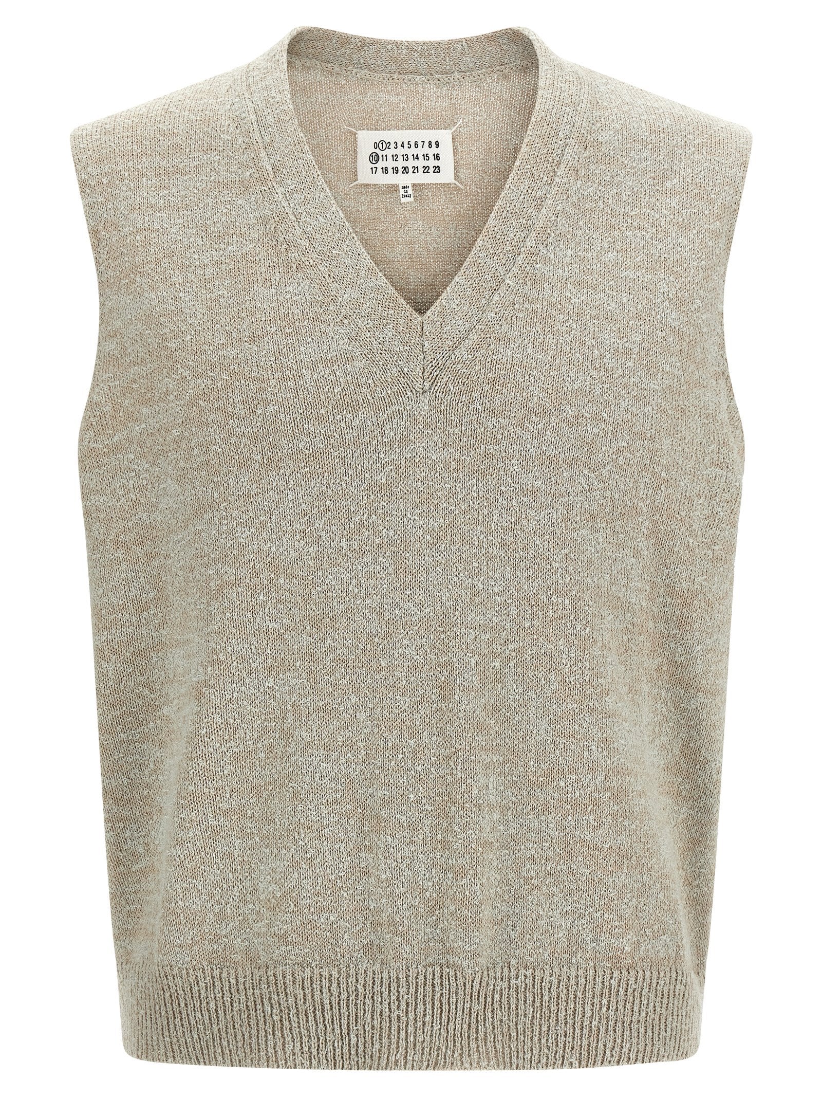 Beige Cotton Sleeveles Sweater