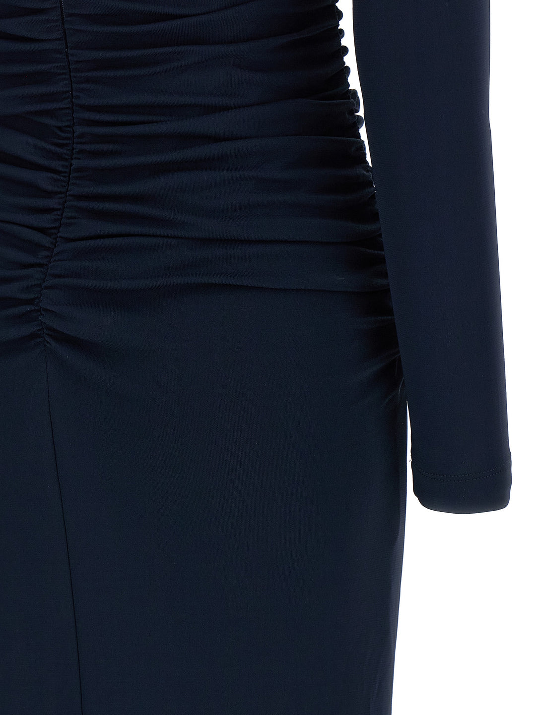 Carolina Herrera blå marabou-midikjole