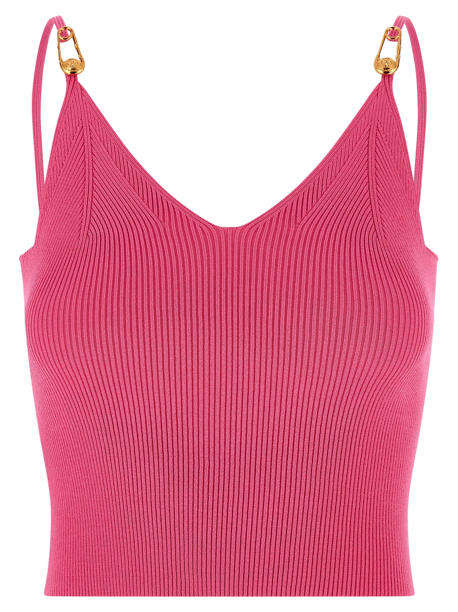 Versace fuchsia ermeløs t-skjorte i viskose