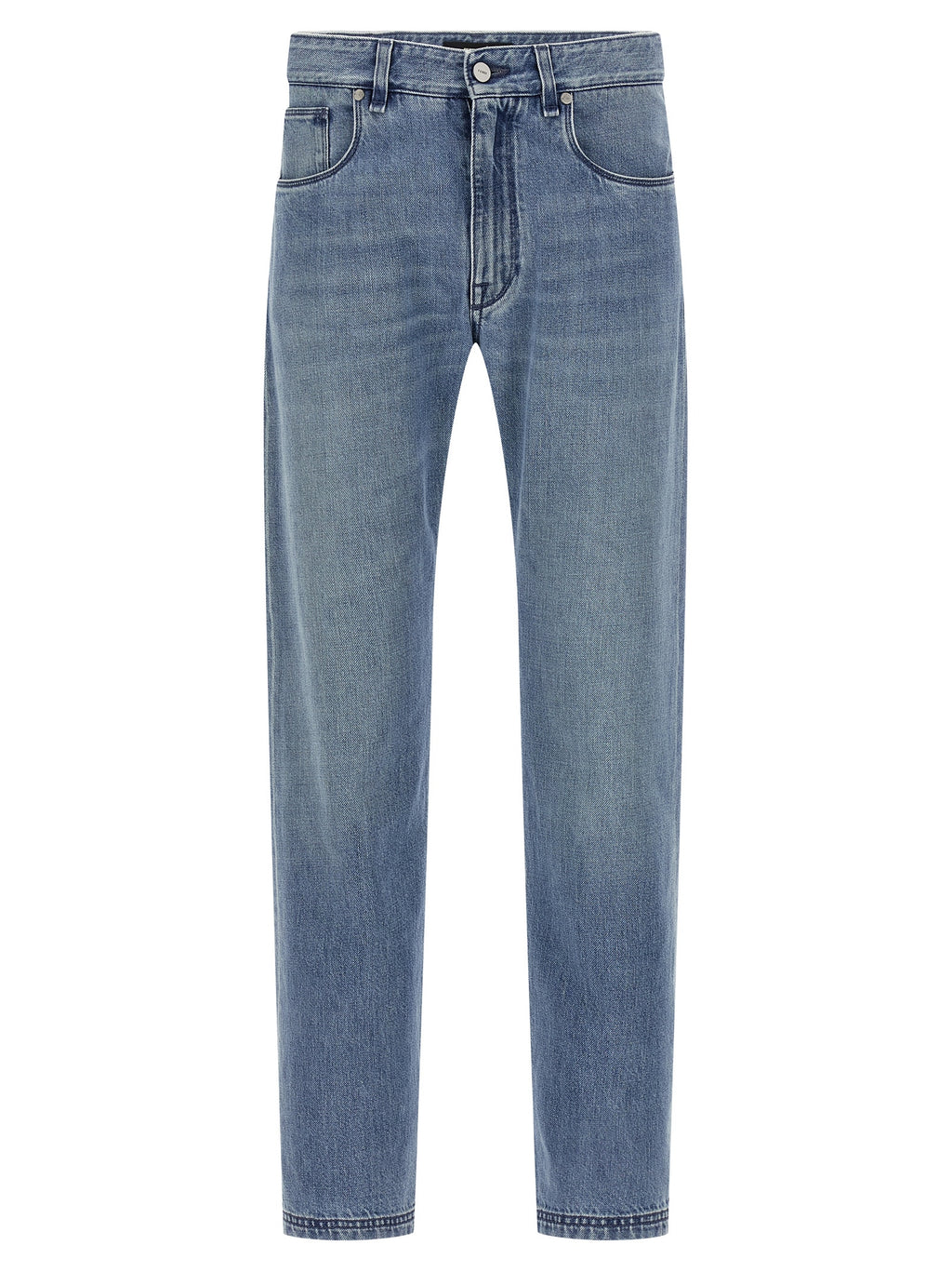 Fendi Blue Cotton Straight-Leg Jeans